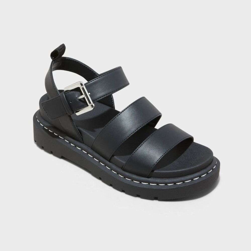 Women's Thalia Lug Slide Sandals - Wild Fable Black 11